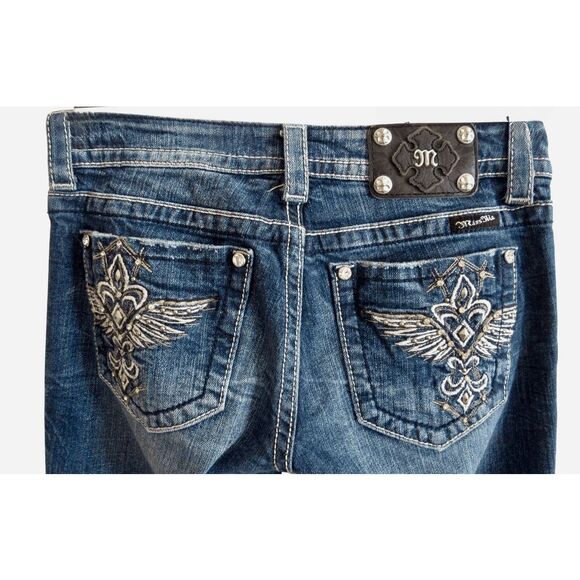 Miss Me Jeans Bootcut Mid Rise for Buckle Fleur De Lis Wings 28 NEW - Picture 1 of 8